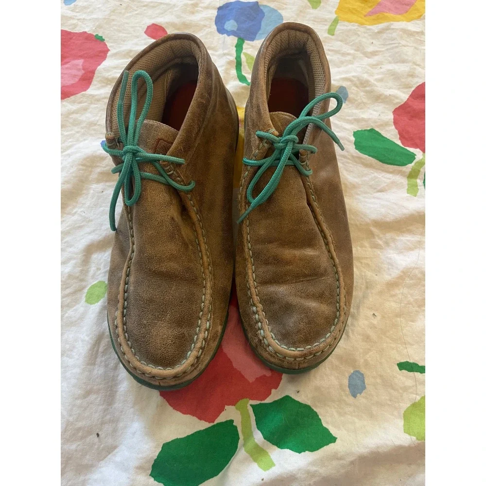 Twisted X Mens Driving Moc Chukka Boots Brown Leather Teal Size 9.5 M